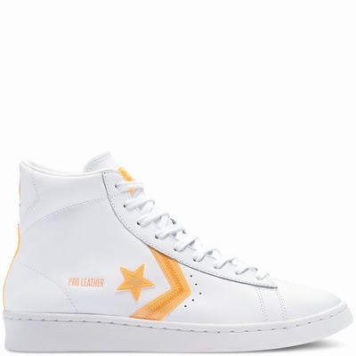 Converse Hi-Vis Pro Leather - Miesten Matalavartiset Tennarit - Valkoinen/Oranssi